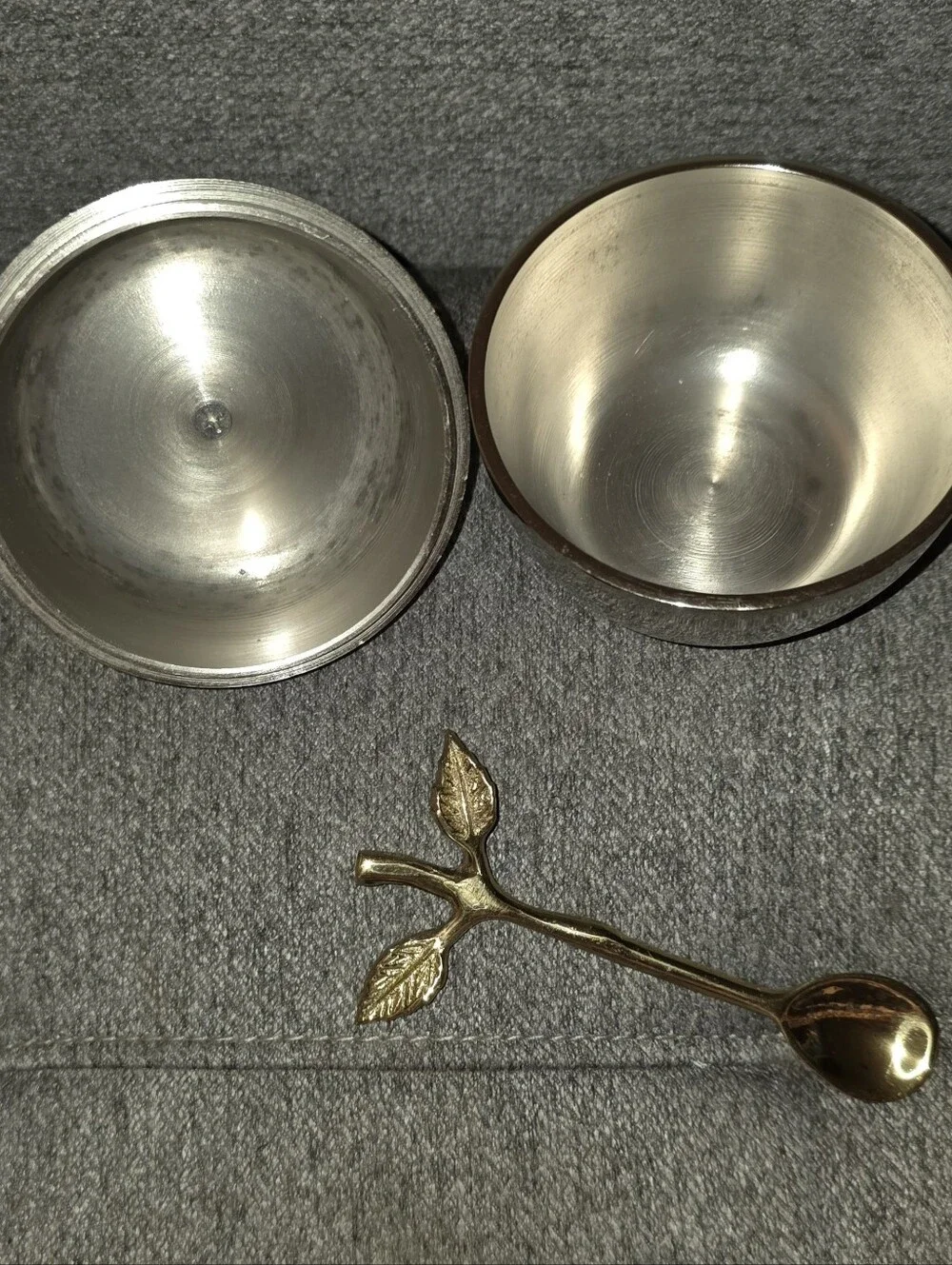 NEW Gute Gold & Silver Apple Sugar Bowl with Spoon - Elegant Home Dining Accent